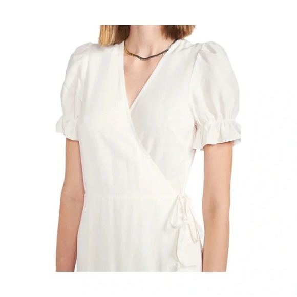 En Saison Nala Ruffled Wrap Midi Dress | White  | Size M Costal Cowgirl Beach - Picture 5 of 10